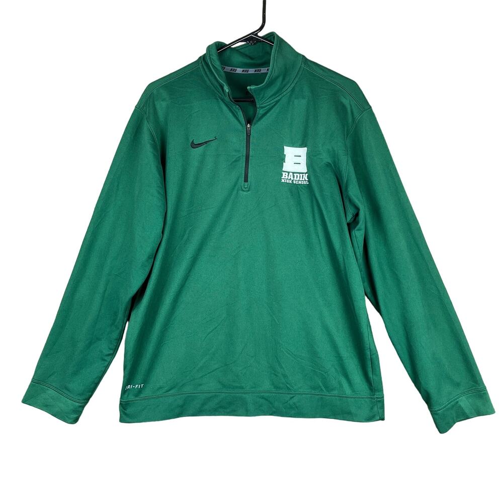 Nike Dri Fit Mens Quarter Zip Pullover Green Bandon High School Logo Medium